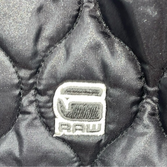 G-STAR RAW Midder Quilted Bomber Jacket Black White Trim Collar Sz M - Picture 8 of 11